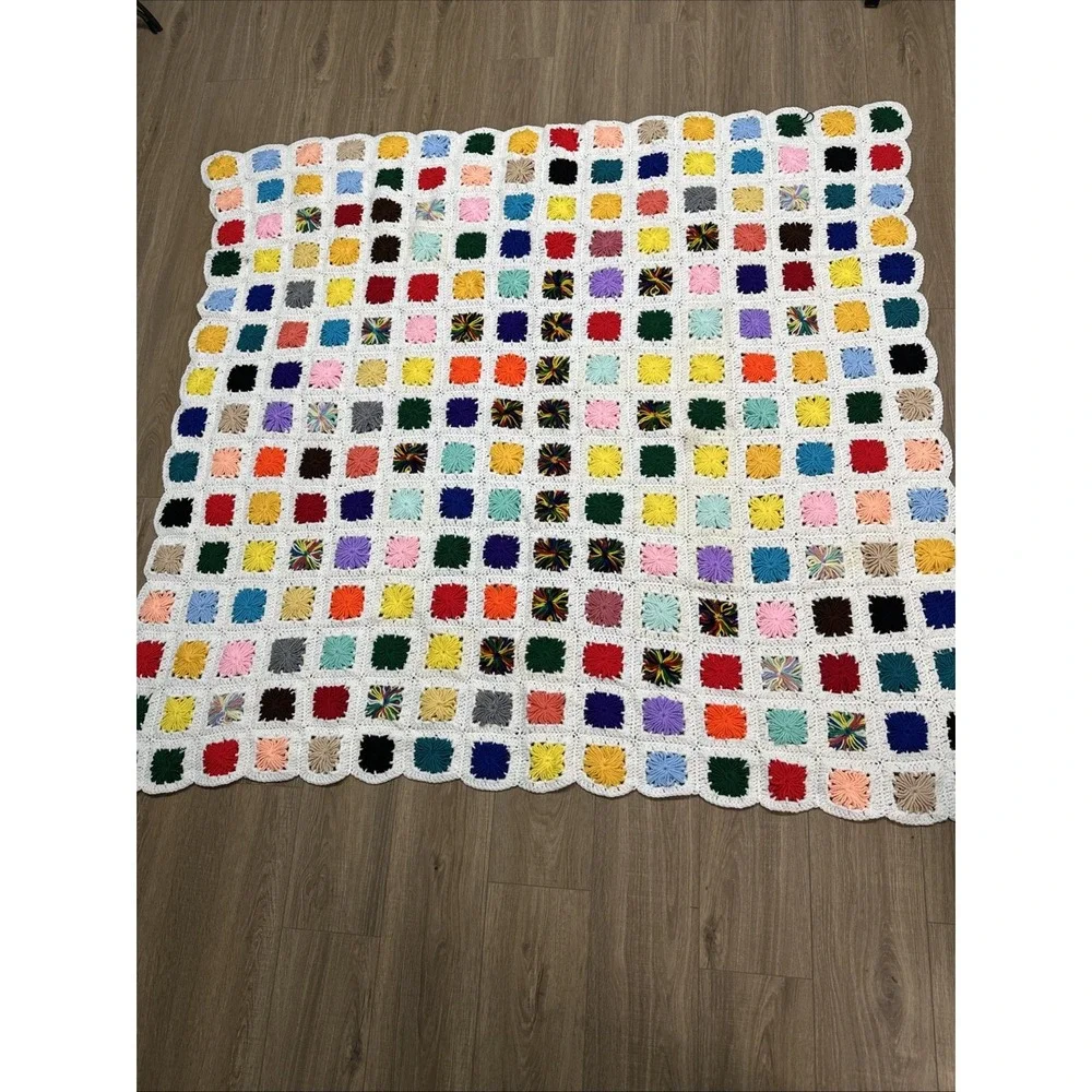 Handmade Granny Square Crochet Afghan Throw‎ Blanket 62